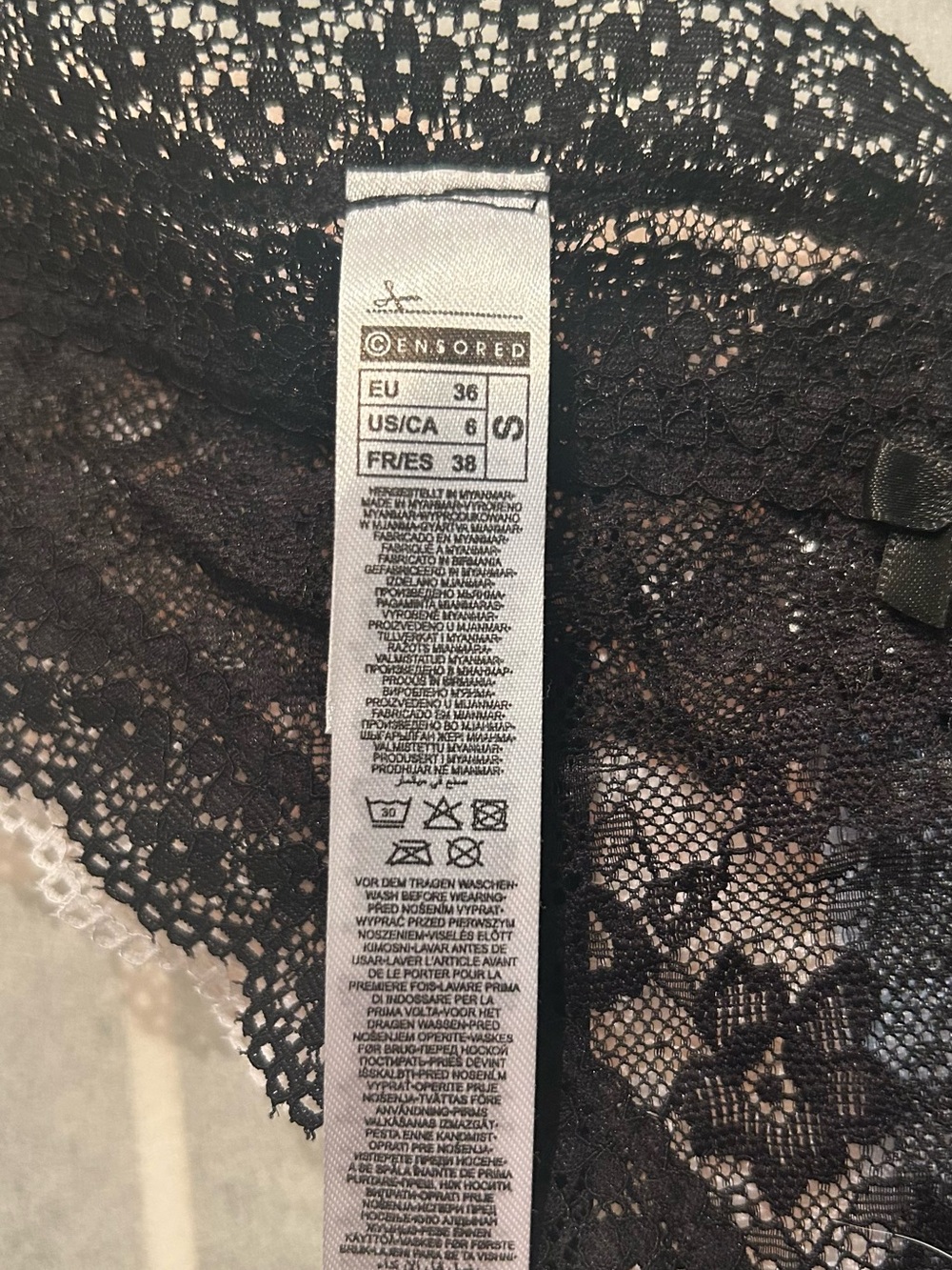 Primark Black Lace V-Shape String Thong - Picture 2 of 3